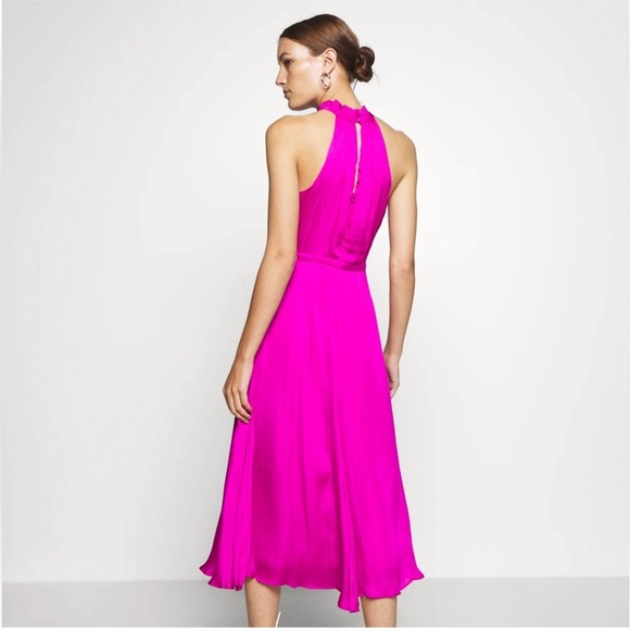 NWT Banana Republic Satin Halter Dress in Fuchsia Size 14. - Picture 4 of 9